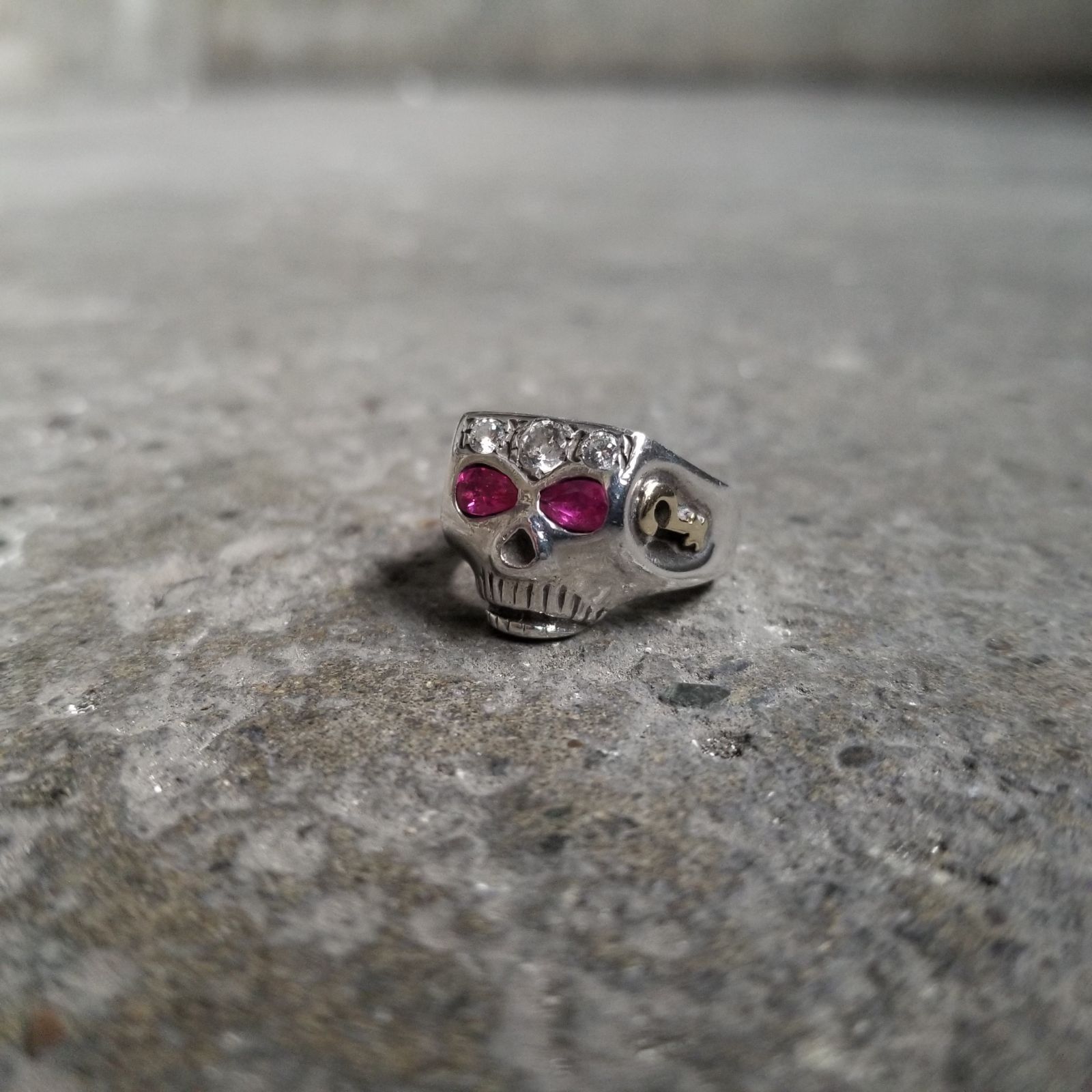 FLASH POINT JIM SKULL RING Johnny Depp Model S.Ruby 13号 フラッシュポイント ジムスカルリング ジョニーデップ モデル ルビー ジルコニア K18