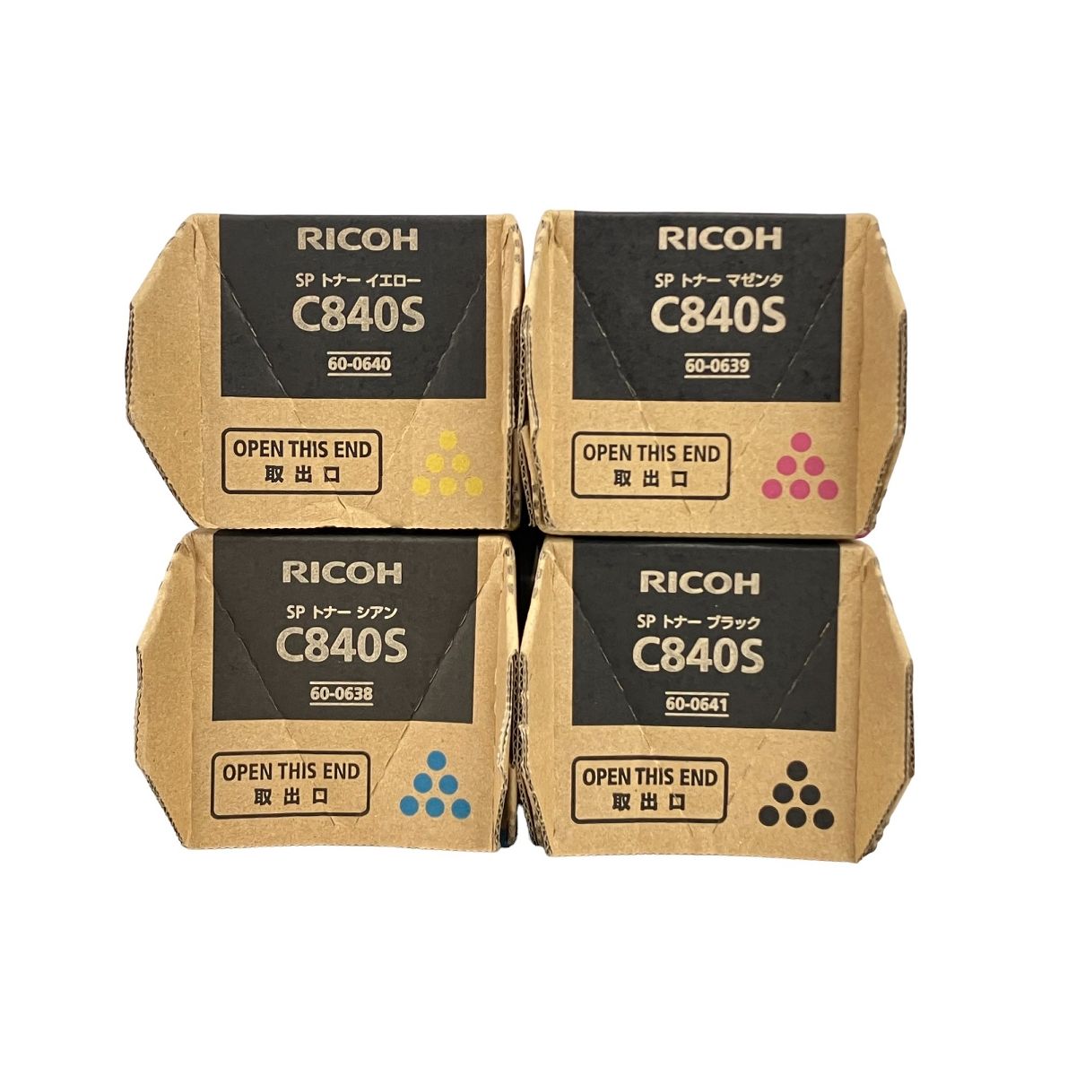 RICOH リコー SP C840S 60-0638 / 60-0639 / 60-0640 / 60-0641 トナー ブラック シアン マゼンダ  イエロー 4本セット 未使用 K9082164 - メルカリ