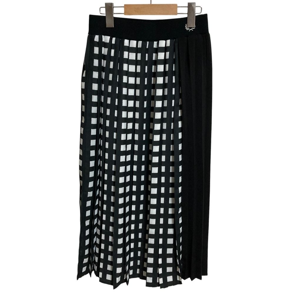 FRED PERRY フレッドペリー Panelled Skirt チェック柄 ロング プリーツスカート F8688 サイズ10 ブラック レディース 古着