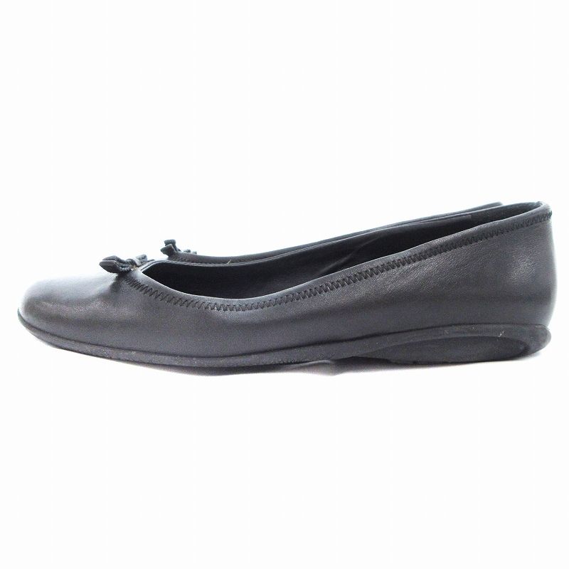 プラダ PRADA バレエシューズ パンプス リボン 36.5 22.5㎝ 黒