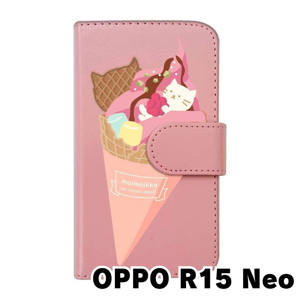 新品未使用】 OPPO R15 Neo スマホケース 手帳型 (色：ピンク×柄