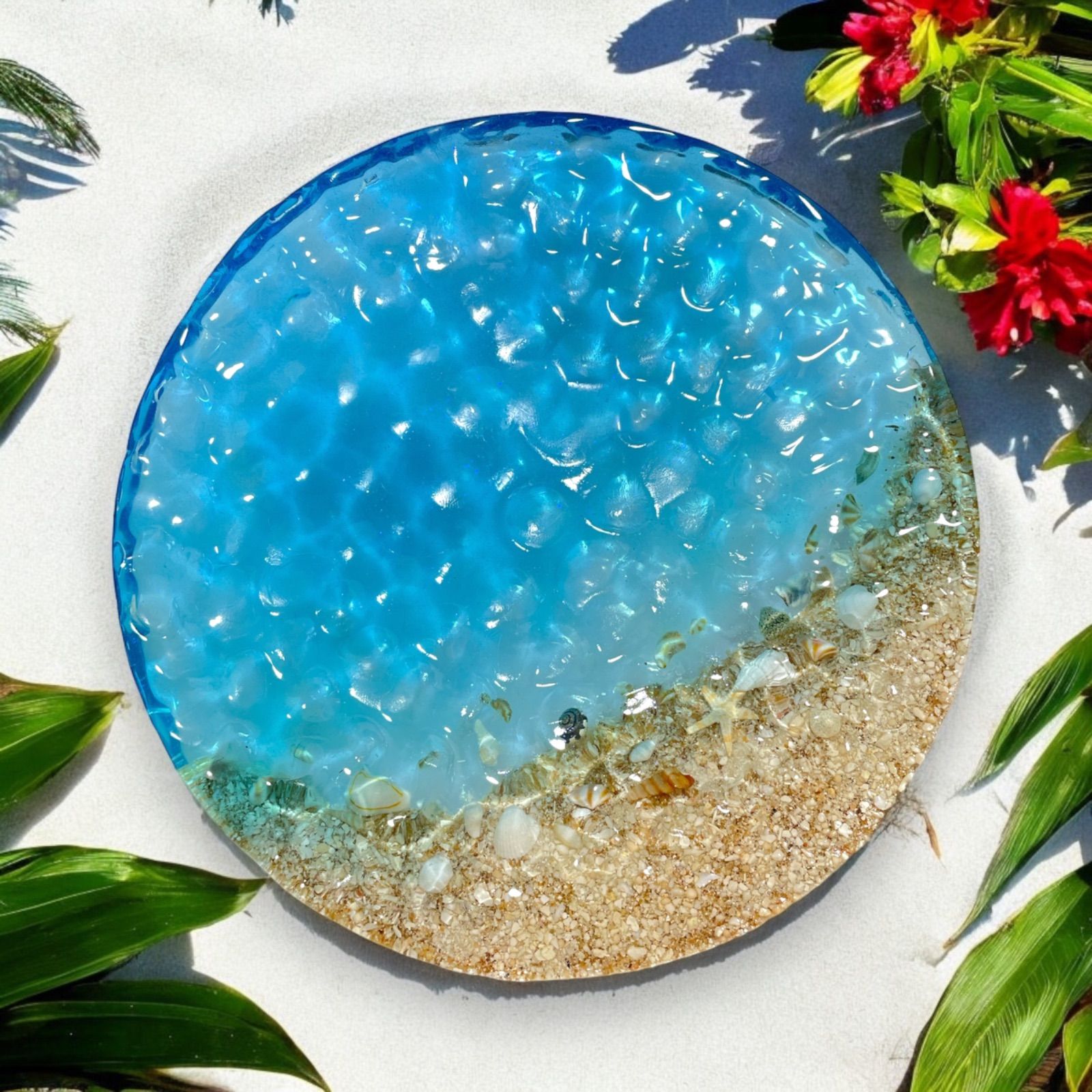 レジンアート トレー 海アート インテリアトレー トレイ 置き物 波紋