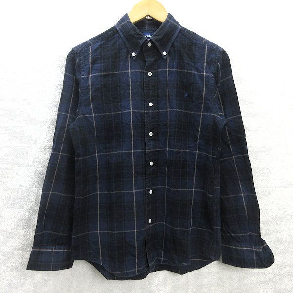 G□ジムフレックス/gymphlex 長袖BDチェックシャツ/ネルシャツ【M】紺 