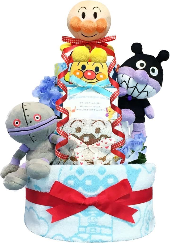 KanonBabys おむつケーキ 男の子 出産祝い 赤ちゃん 誕生日 ベビーシャワー ギフト ブルー 3段 Sサイズ