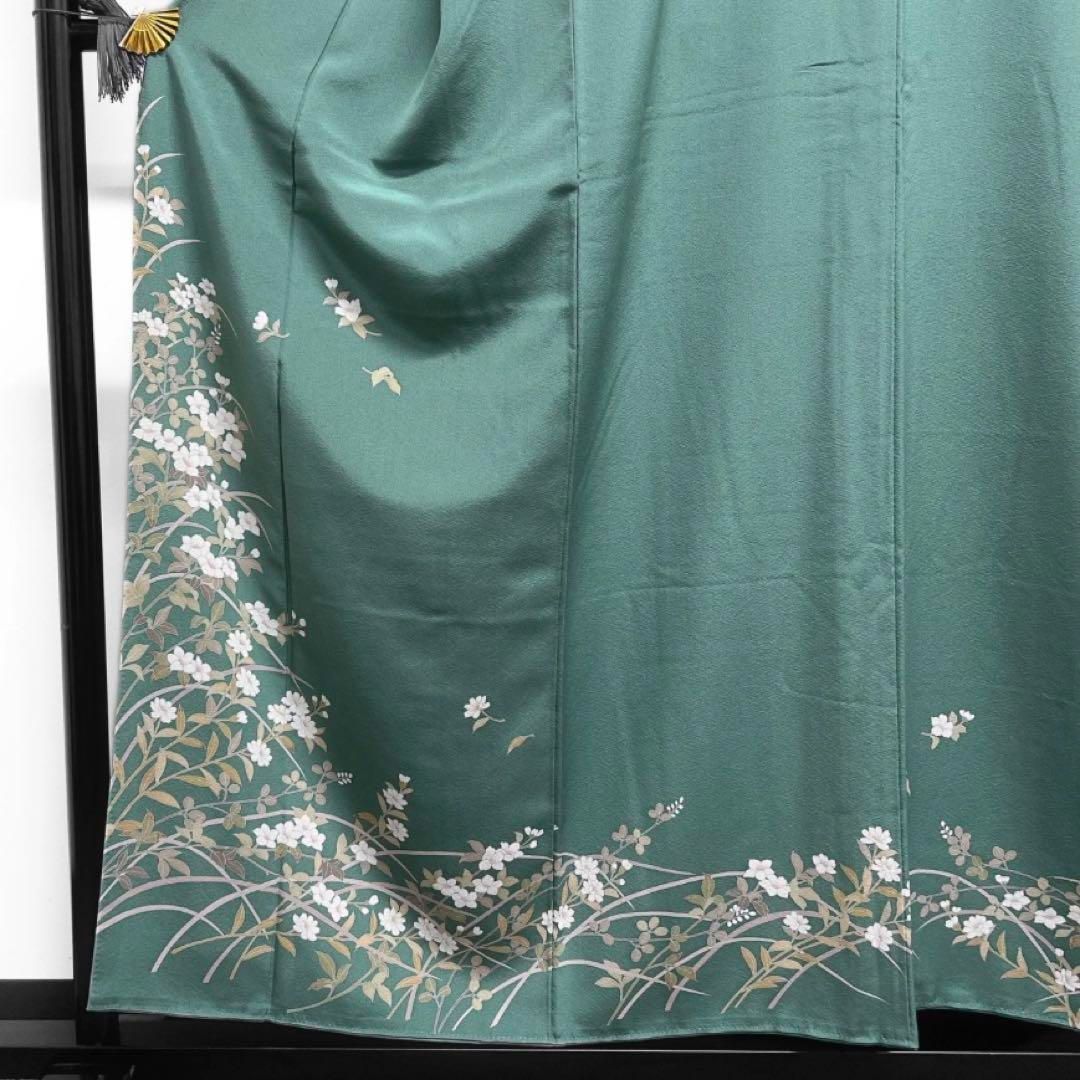 作家もの 付け下げ 京加賀友禅 桜 グリーン 着物 084w d - メルカリ
