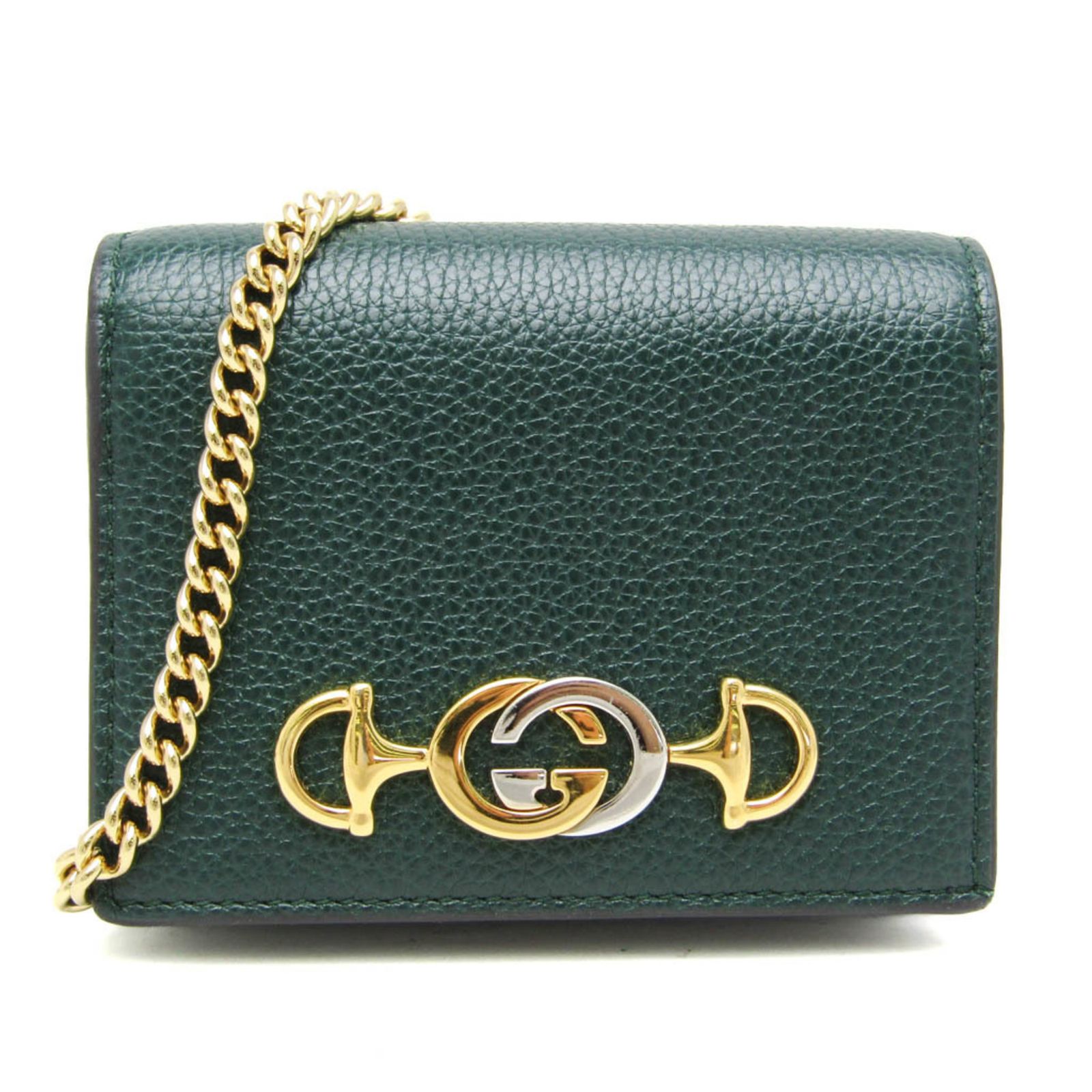 グッチ Gucci ズゥミ 570660 レディース レザー 財布 二つ折り ダークグリーン