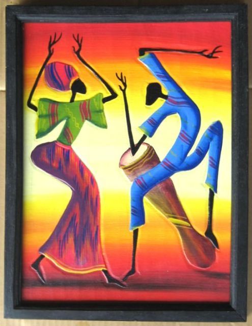 木彫り彫刻画☆アフリカン・アート≪40×30≫05 アフリカンアート