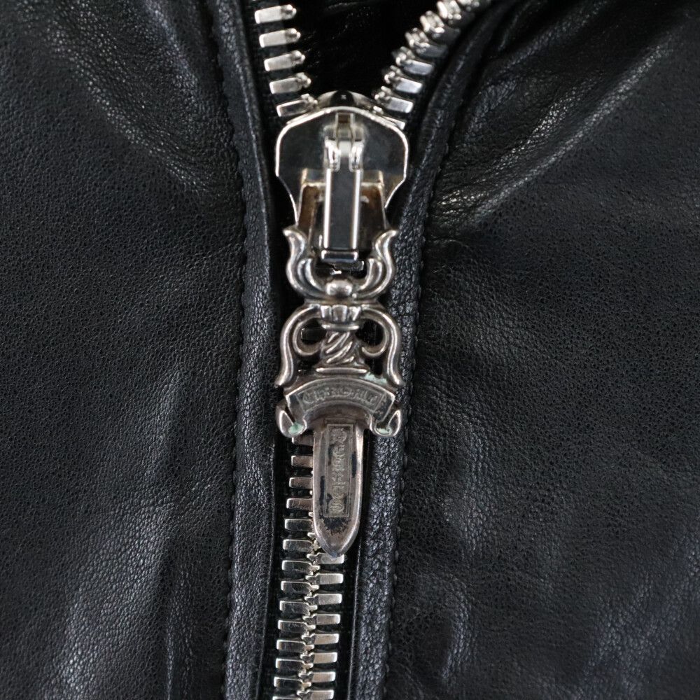 CHROME HEARTS (クロムハーツ) CRETIN LTHR クリティンパナッシュ ラムレザー ダブルライダースジャケット クロスボールボタン  ブラック - メルカリ