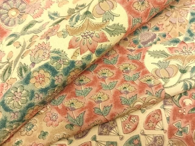 平和屋着物▽上質な小紋 単衣 紬地 切嵌文 正絹 逸品