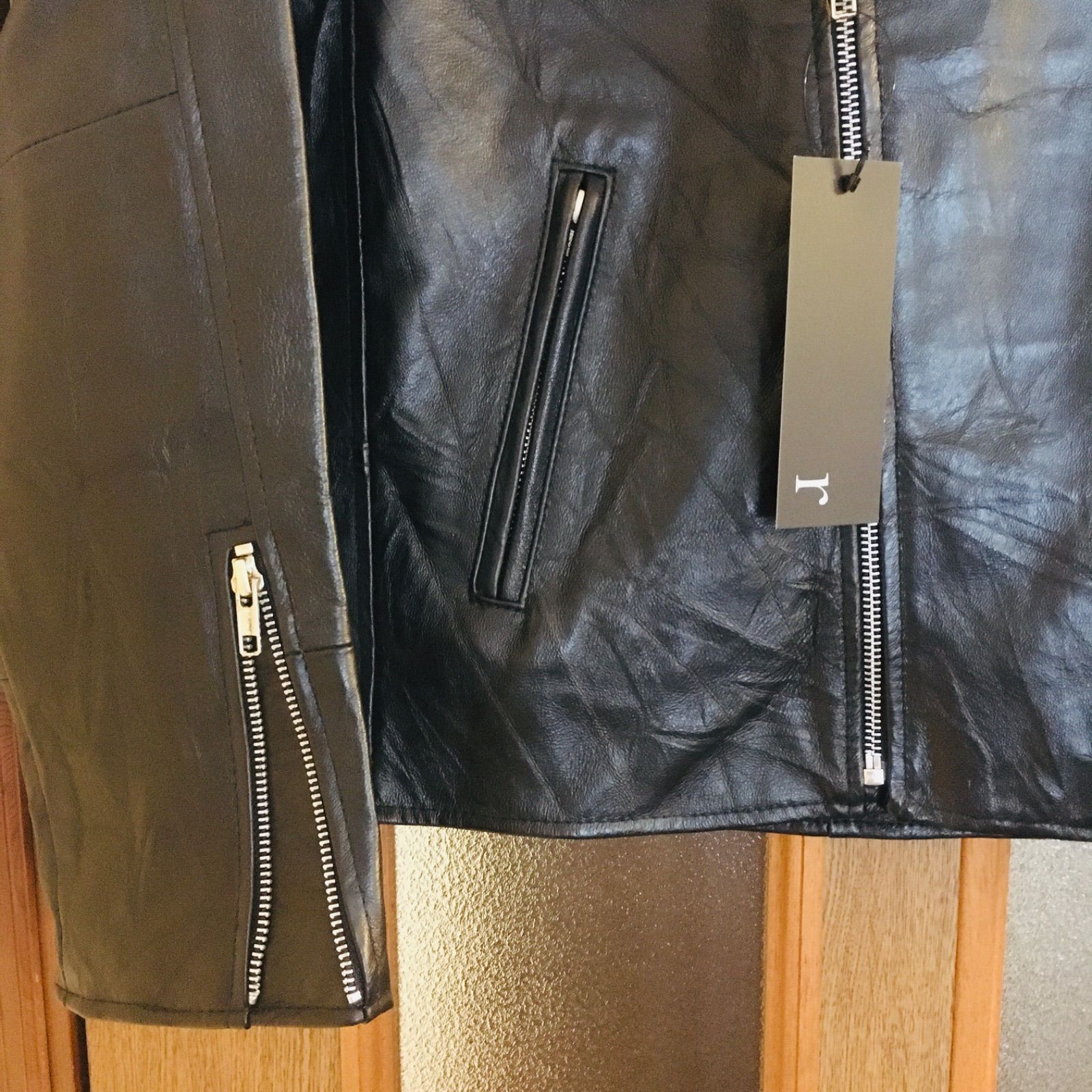 本革レザー タグ付き新品 未使用 L ダブルライダースジャケット 本革レザー タグ付き新品 未使用 L ダブルライダースジャケット