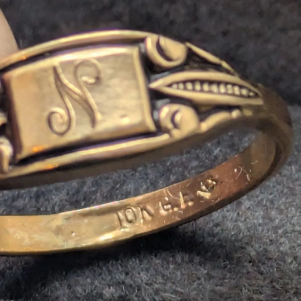 N”シグネットリング 10K GF 刻印 イニシャル ピンキー ゴールド