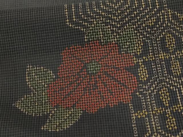 平和屋着物＊夏物 小紋 紗 幾何学花文 正絹 逸品 未使用 AAAX9935jd