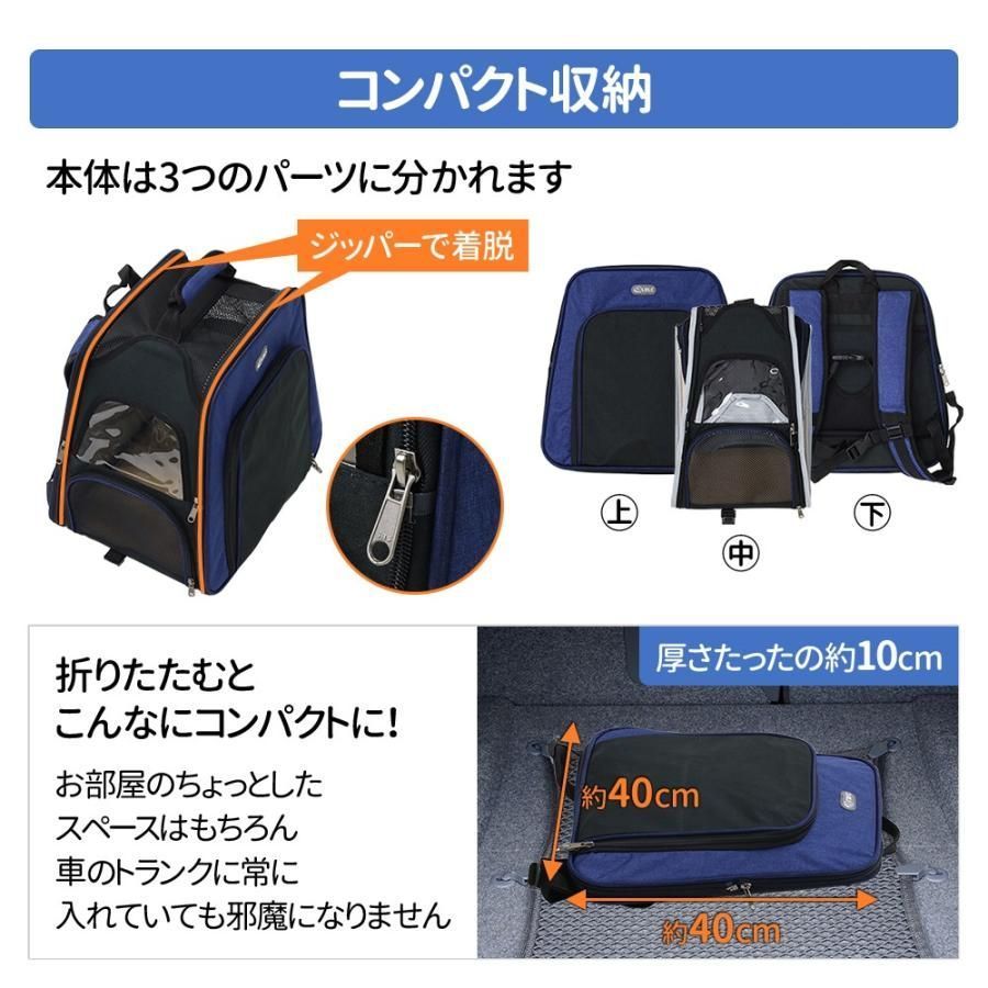 ペットキャリー 犬 リュック キャリーバッグ ペットリュック 折りたたみ 犬用 ソフト 防災 小型犬 猫 移動 旅行 車載