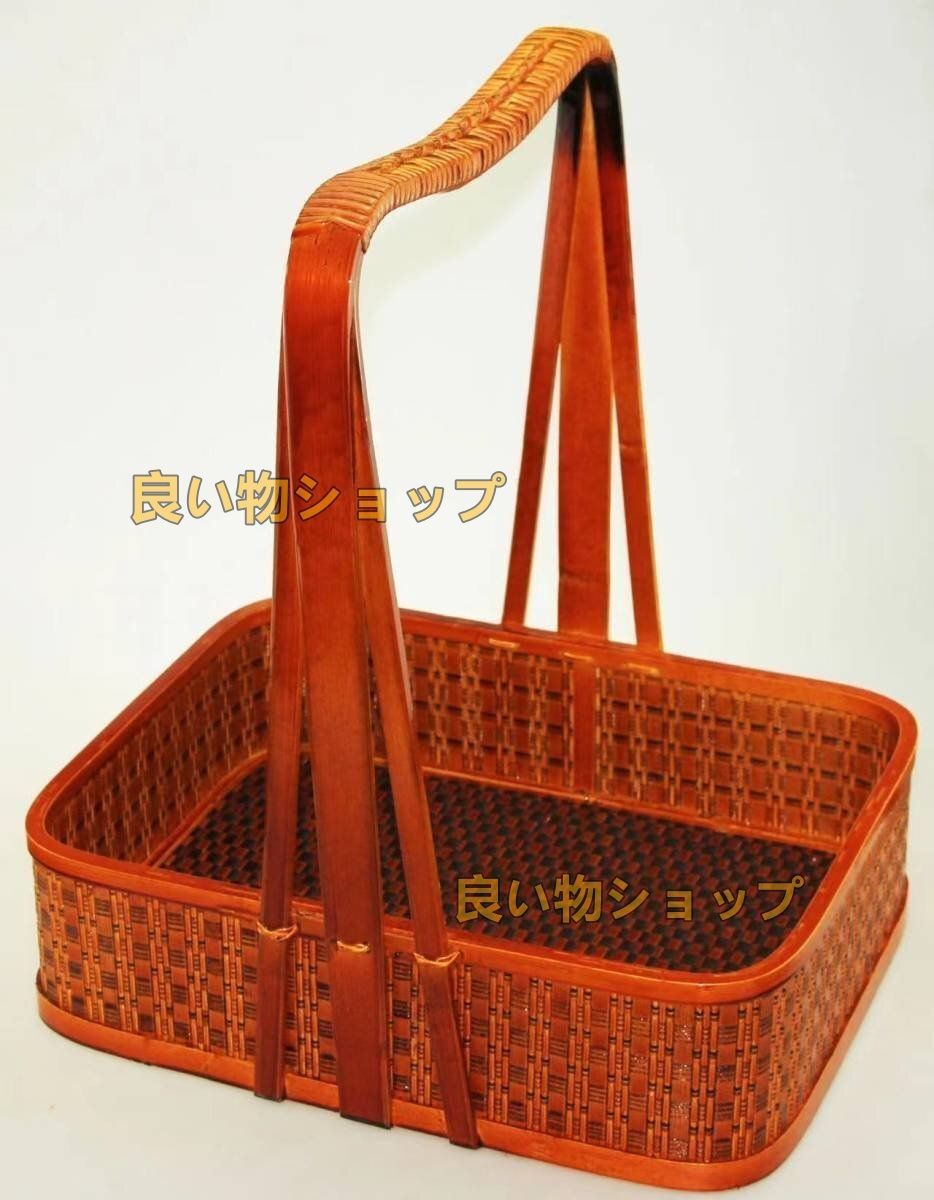 品質保証 竹編細工籠 収納かご 手提げかご 竹細工の漆器 手作り 竹かごだけです 高さ約44cm NEXPOTALLINN_EU