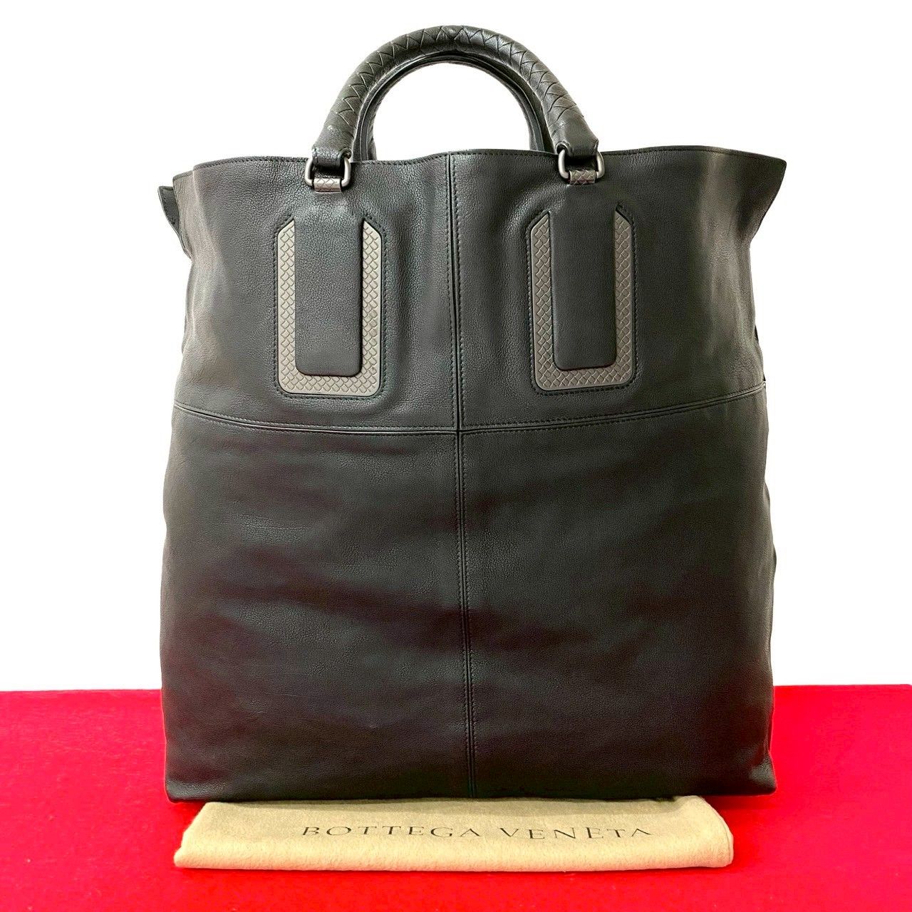 袋付 BOTTEGA VENETA ボッテガヴェネタ イントレチャート レザー 本革 ハンドバッグ トートバッグ ビジネスバッグ ブラック 32538