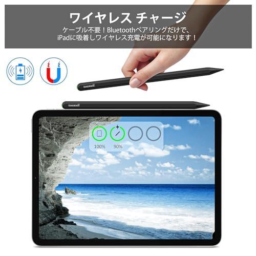 GD13+_ブラック GOOJODOQ 新型 GD13+ スタイラスペン ワイヤレス+Type-C充電式 iPad用 タッチペン Bluetooth ペンシル  高感度 傾き感知 交換ペン先付き 途切れなし 軽量 マット仕上げ iPad air4/5/iPad |mercariメルカリ官方指定廠商|Bibian比比昂代買代購