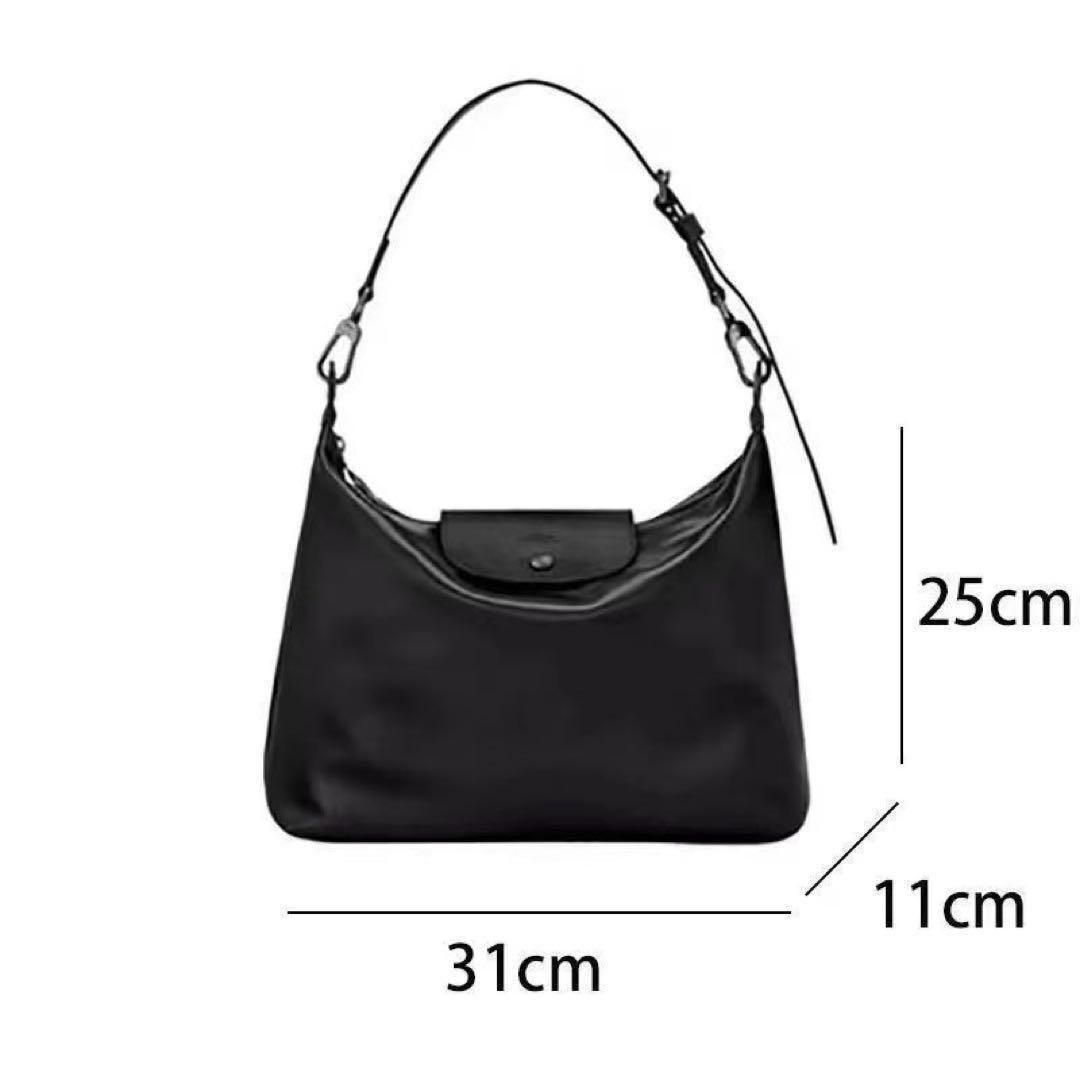 LONGCHAMP 新作 カーフスキン サイドバッグ ショルダーバッグ ブラック LONGCHAMP 新作 カーフスキン サイドバッグ ショルダーバッグ