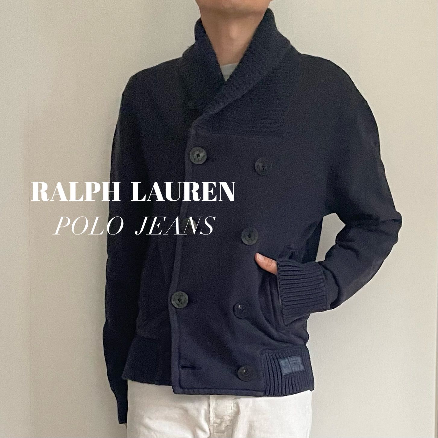 RALPH LAUREN ラルフローレン / ニット切り替え スウェット ショール