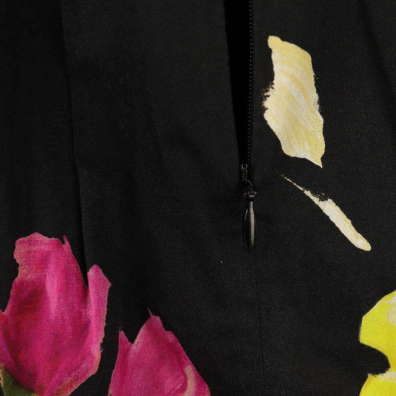 ブルマリン Blumarine フレアスカート ひざ丈 花柄 I40 ブラック