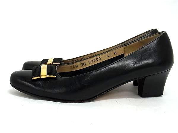 美品 Ferragamo フェラガモ フィアンマ40 パンプス レザー 8H フェラガモ フィアンマ パンプス レザー 7 1/2D