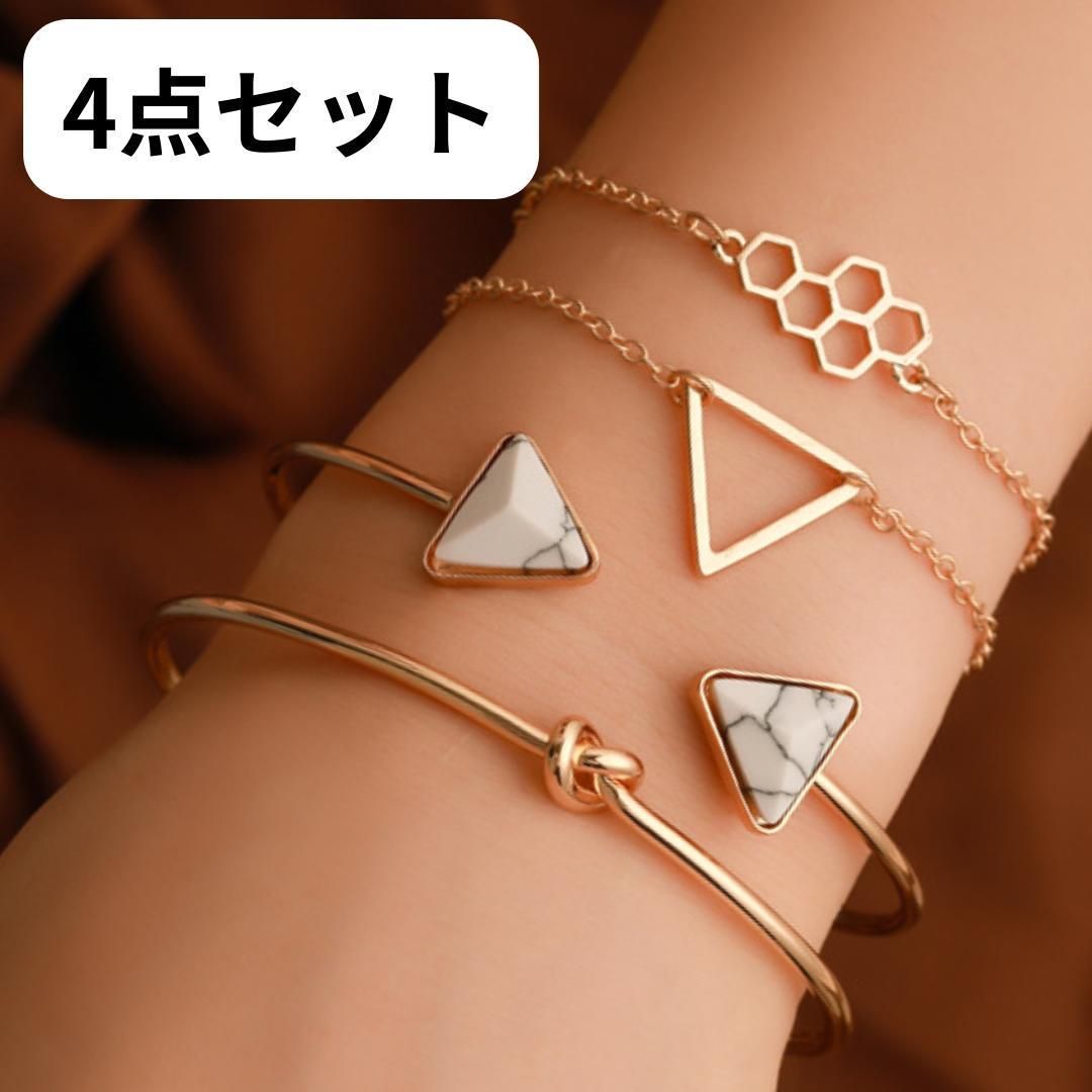 ブレスレットセット レディース ゴールド チェーン バングル