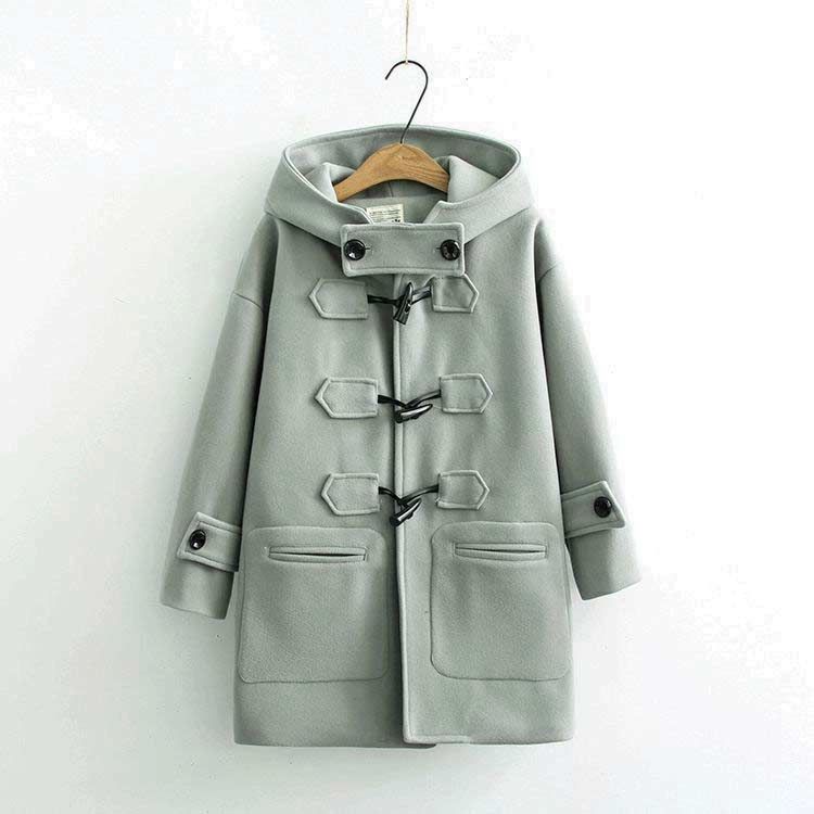 ザシンゾーン　ウール　中綿　ダッフルコート　ロング　グレー×グリーン　34（S) ウールコート ダッフルコート レディース ロング丈 ダッフル