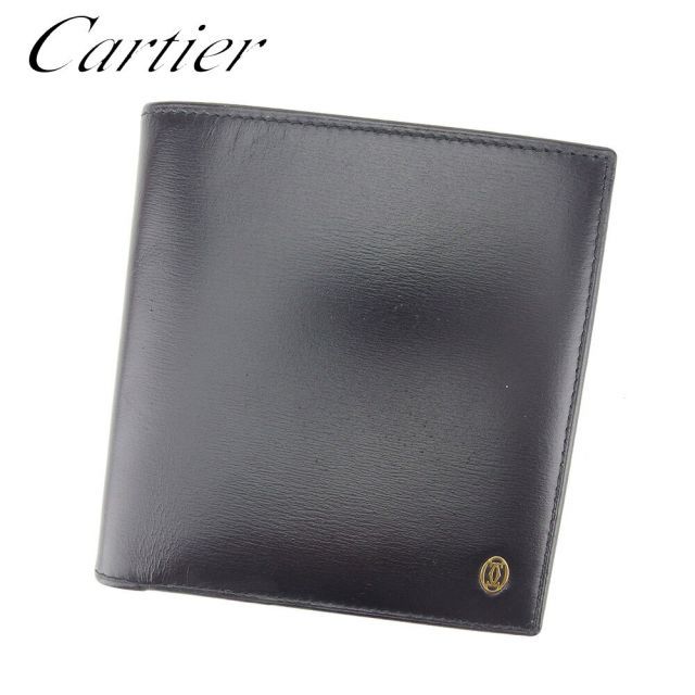 カルティエ 二つ折り 財布 パシャ ブラック レザー Cartier 二つ折り