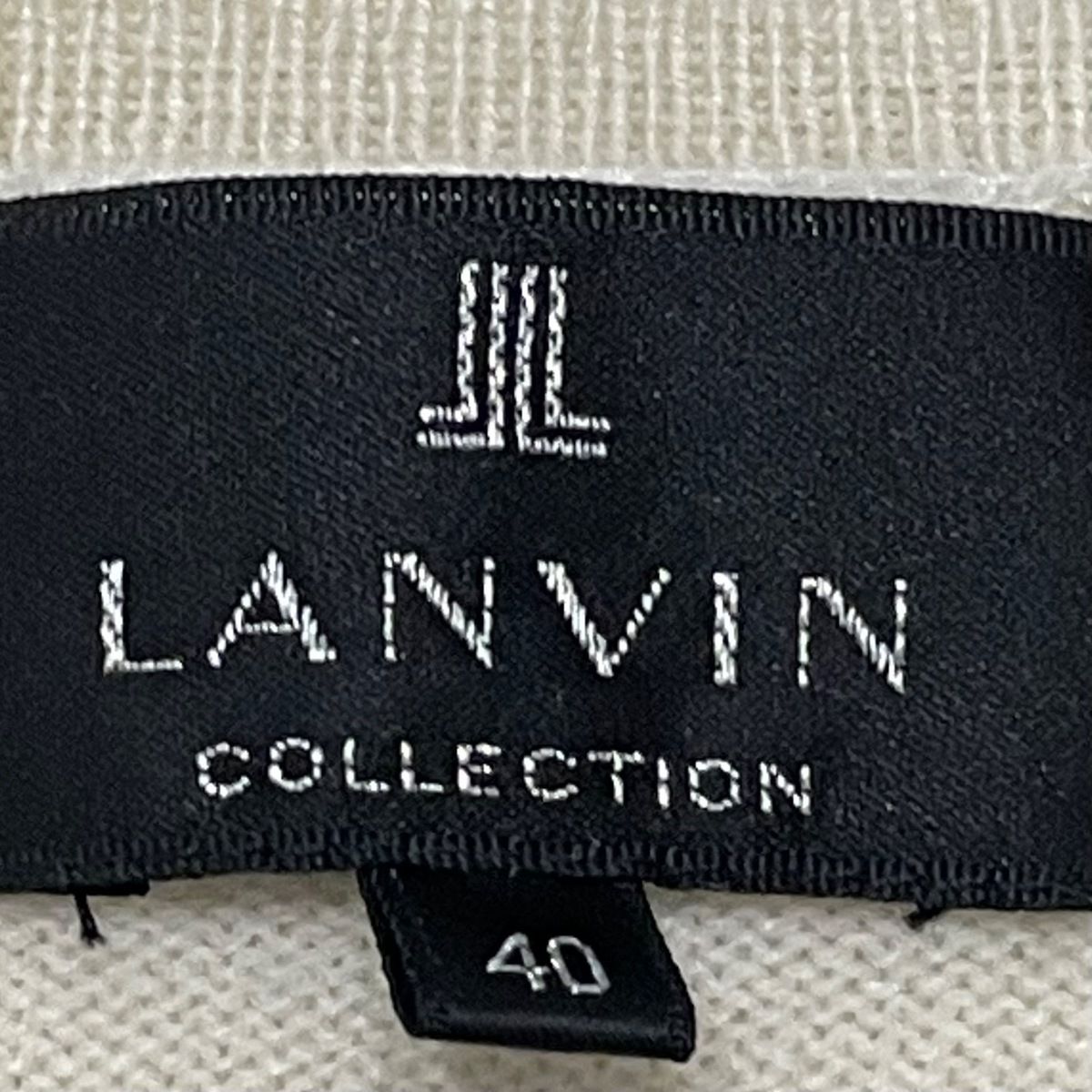 LANVIN COLLECTION(ランバンコレクション) 長袖セーター サイズ40 M レディース - アイボリー×黒 Vネック/レース
