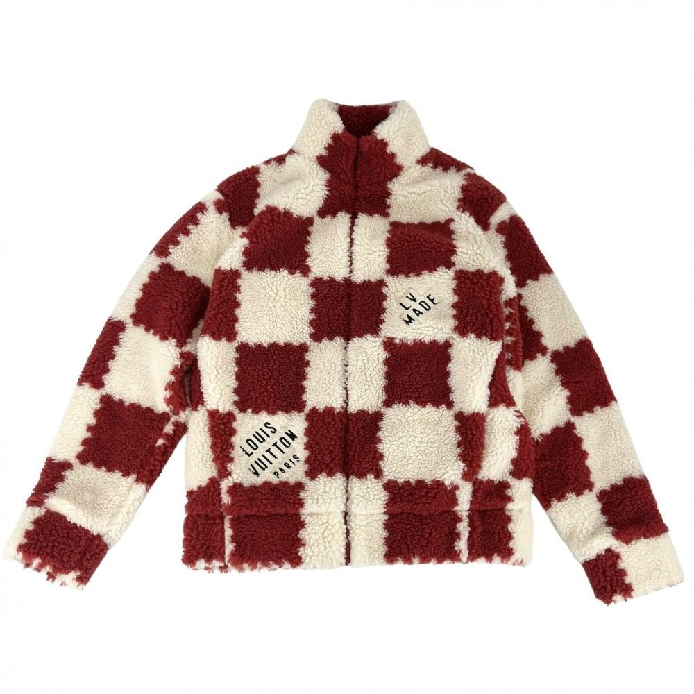 LOUIS VUITTON ルイヴィトン ジャケット NIGOコラボ NIGO ALL OVER DAMIER FLEECE BLOUSON ブルゾン M レッド金具 ポリエステル    メンズ 秋 冬 美品【品】