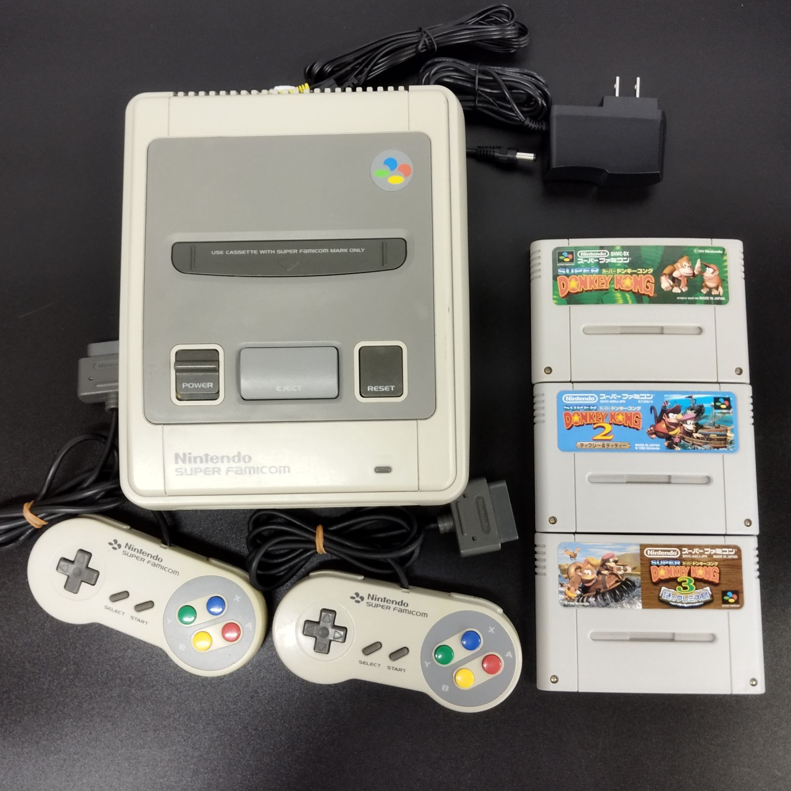 S21421]スーパーファミコン 本体＋ドンキーコング 1.2.3のソフト