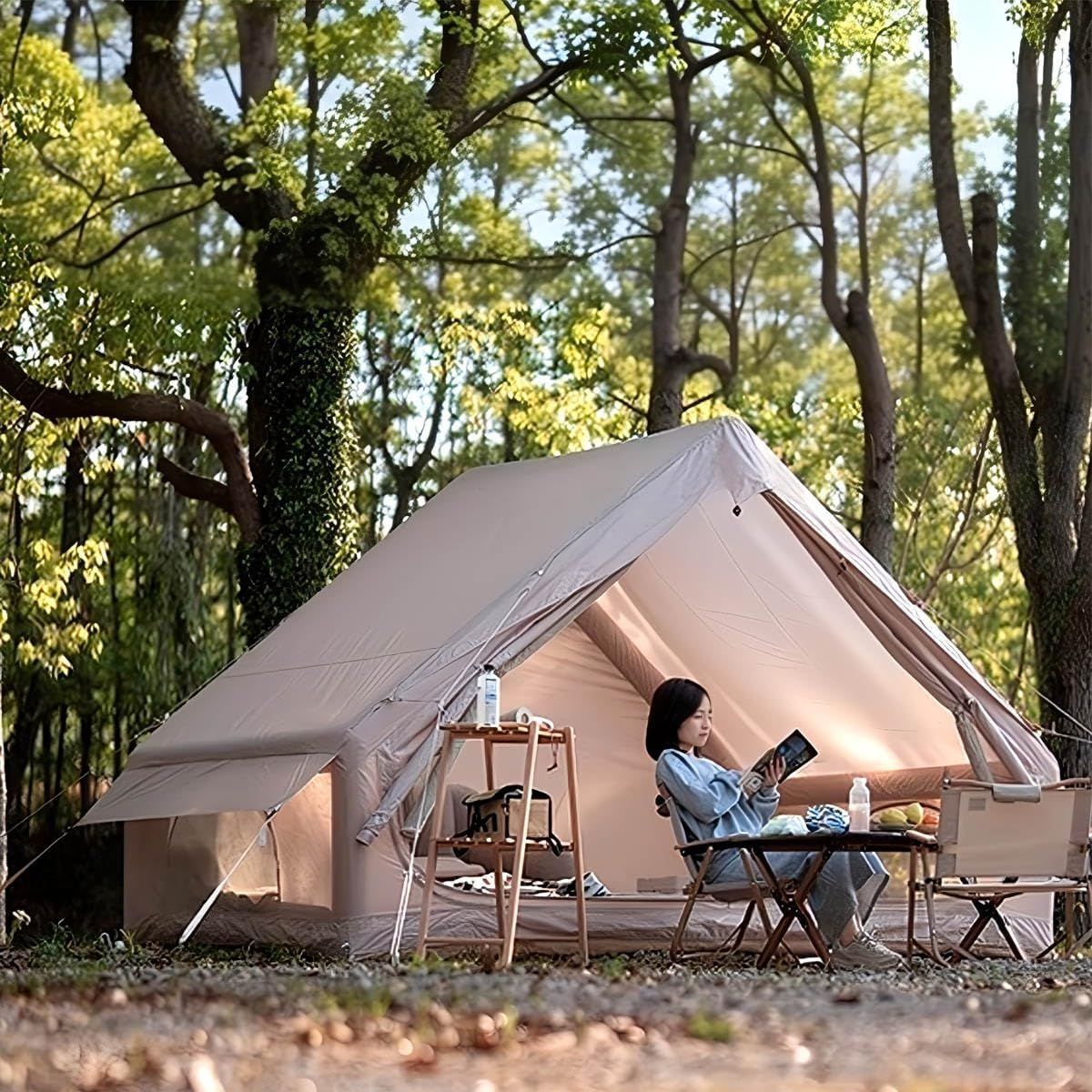 Sharefunn MGC エアフレームテント エアー テント インフレータブル 290x205x200cm 防水 ロッジタイプ アウトドア キャンプ ピクニック ファミリー 大人用 子供用 簡単組立 手動空気入れ付き