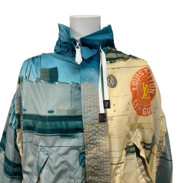 ● ルイヴィトン LOUIS VUITTON ジャケット プリンテッドパーカウィズギャザースリーブ ベージュ 38 M 9号 レディース S5W136