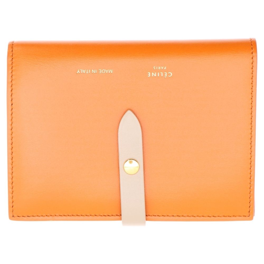 CELINE ブラウンレザー二つ折り財布 CELINE - CELINE 財布 二つ折り TRIOMPHE ストラップ ウォレット