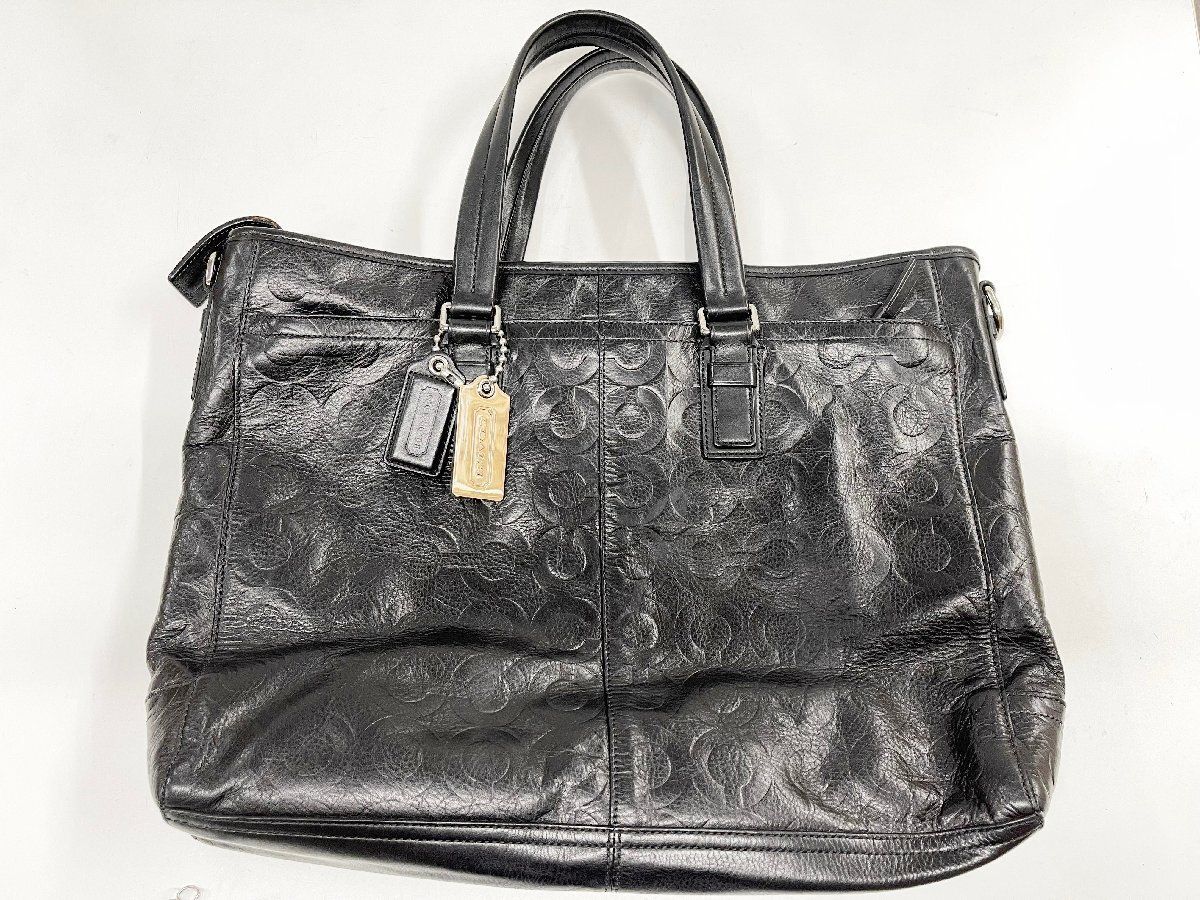 COACH|コーチ 2WAYブリーフバッグ ビジネス 鞄 レザー 本革 エンボス ラック ショルダーベルト 牛革 メンズ 他253