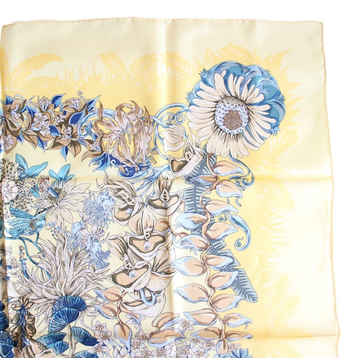 HERMES エルメス カレ 90 スカーフ L'Ile Deserte 無人島 植物 シルク