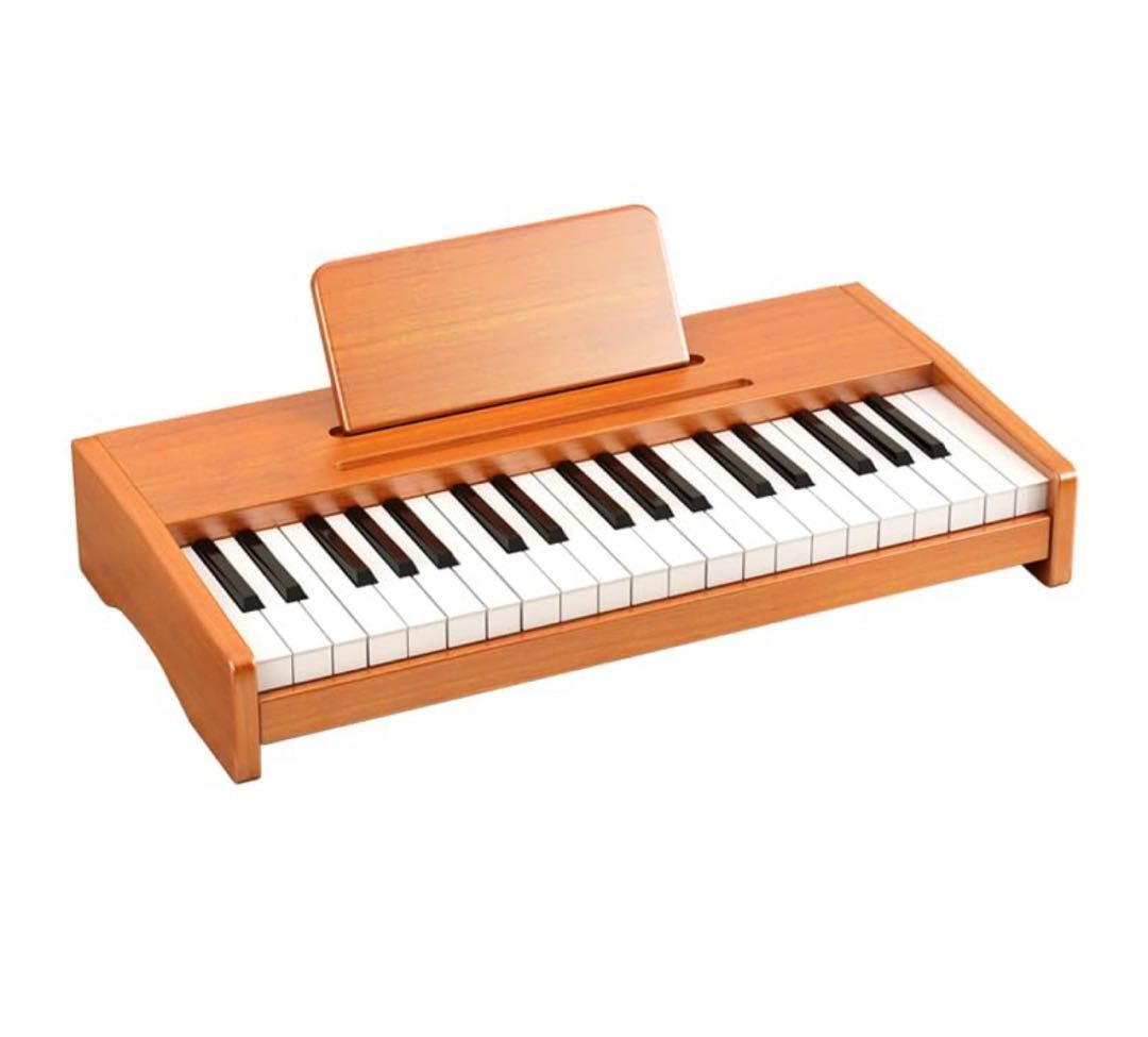 キッズピアノ 37鍵盤 木目調デザイン 電子ピアノ 子ども用 ミニキーボード 音量調整 プレゼントに最適｜初心者向け 練習ピアノ おもちゃ インテリアにも映える可愛いピアノ