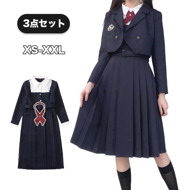 入学式 卒業式 スーツ 女の子 制服 ブレザー ボレロジャケット ワンピース 3点セット フォーマルスーツ 女子高生 高校生 中学生 レ