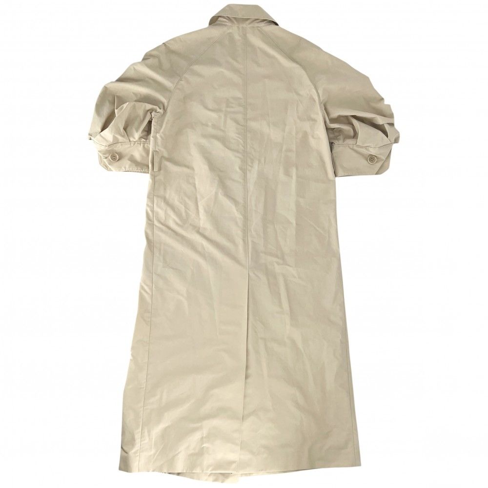 プラダ トレンチコート レディース パフスリーブ アウター ジャケット ロングコート アパレル 服 五分袖 PRADA 36 ベージュ コットン ポリエステル 春 秋 品