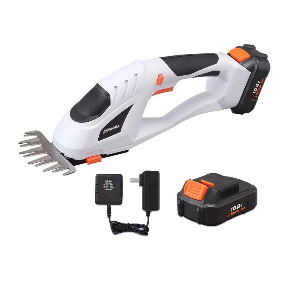 アイリスオーヤマ コードレス芝生バリカン 10.8V 連続50分使用 刈込幅120mm バッテリー 充電器 芝刈りブレード付き 替刃の販売もあるので安心! JHC1210 10.8V共通バッテリーシリーズ ホワイト 2 10.8V本体