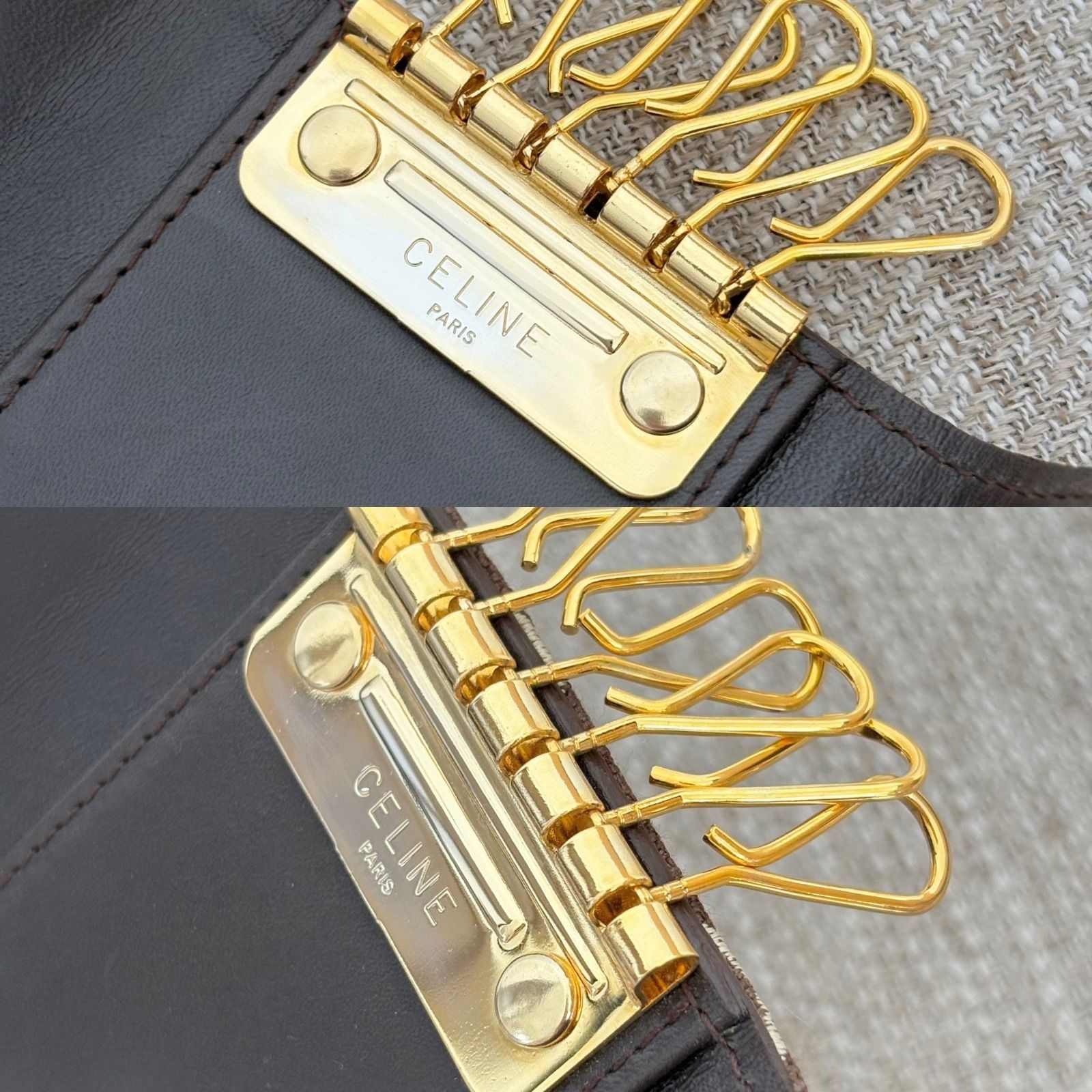極美品】【箱付き】セリーヌ Cマカダム キャンバス 6連キーケース 鍵  