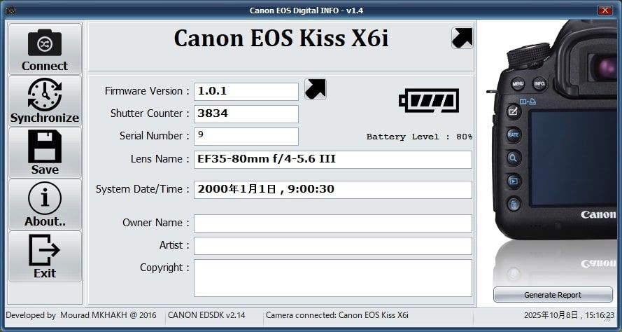 トップ J18[6970]11 キヤノン Canon EOS Kiss X6i ボディ 【ショット数