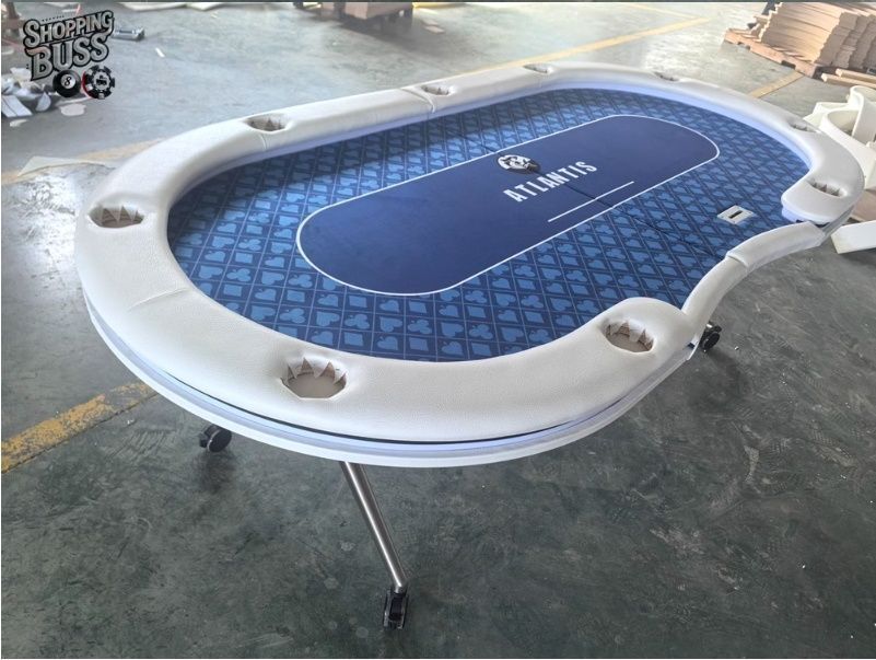 新入荷 超 ポーカーテーブル 折りたたみ 9人用 テキサスホールデムポーカーテーブル 楕円形 広い空間 カップホルダー付き 240×12
