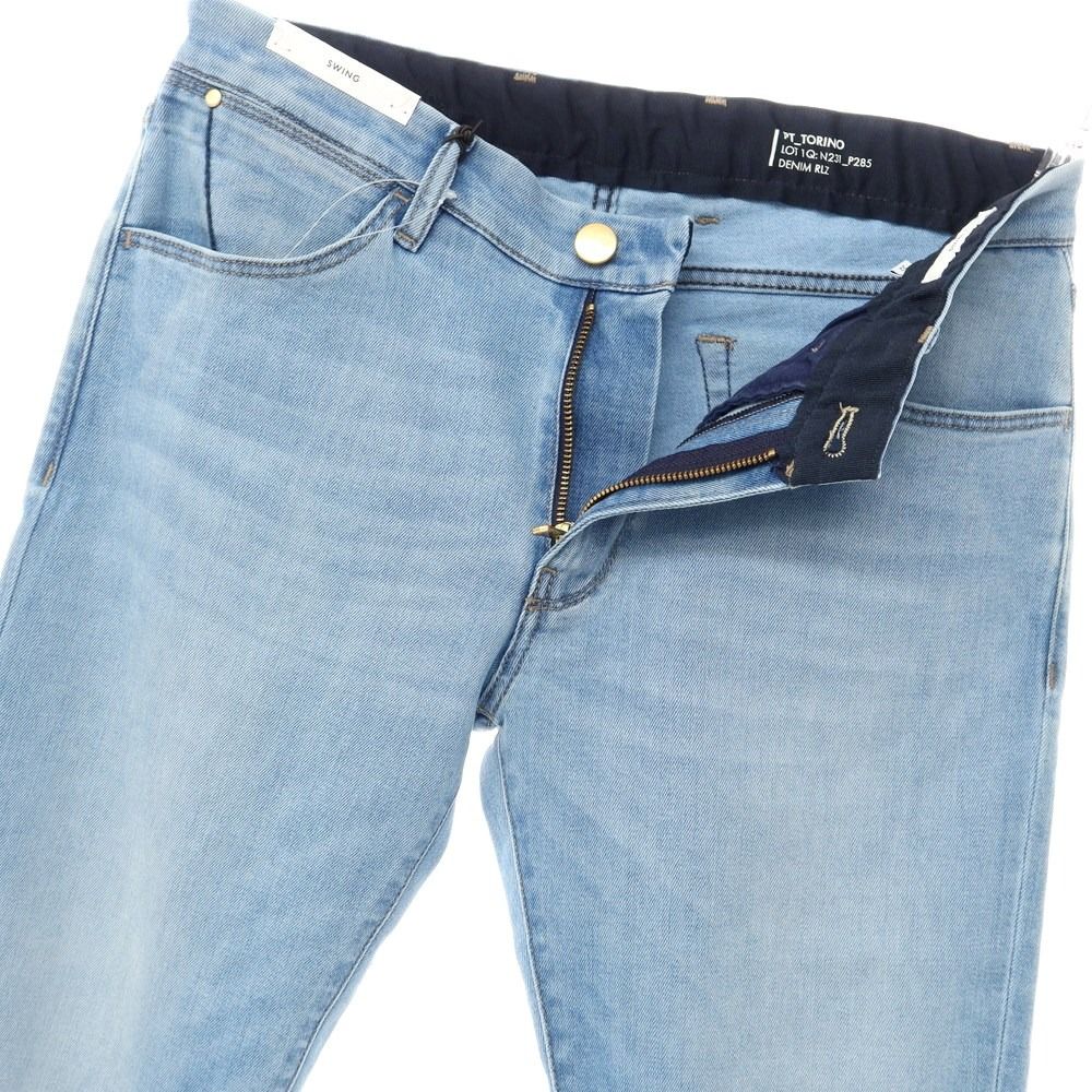 【新品アウトレット】ピーティートリノ デニム PT TORINO DENIM SWING 加工 ストレッチデニムパンツ ジーンズ ブルー【サイズ34】【メンズ】