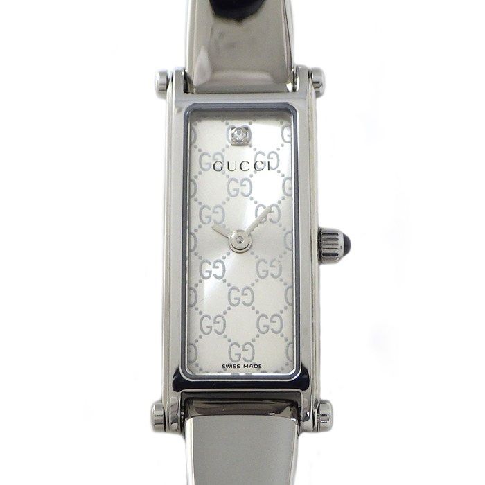 グッチ GUCCI 腕時計 バングルウォッチ 1500L ホースビット GG柄 サンレイ シルバー 文字盤 SS クオーツアナログ