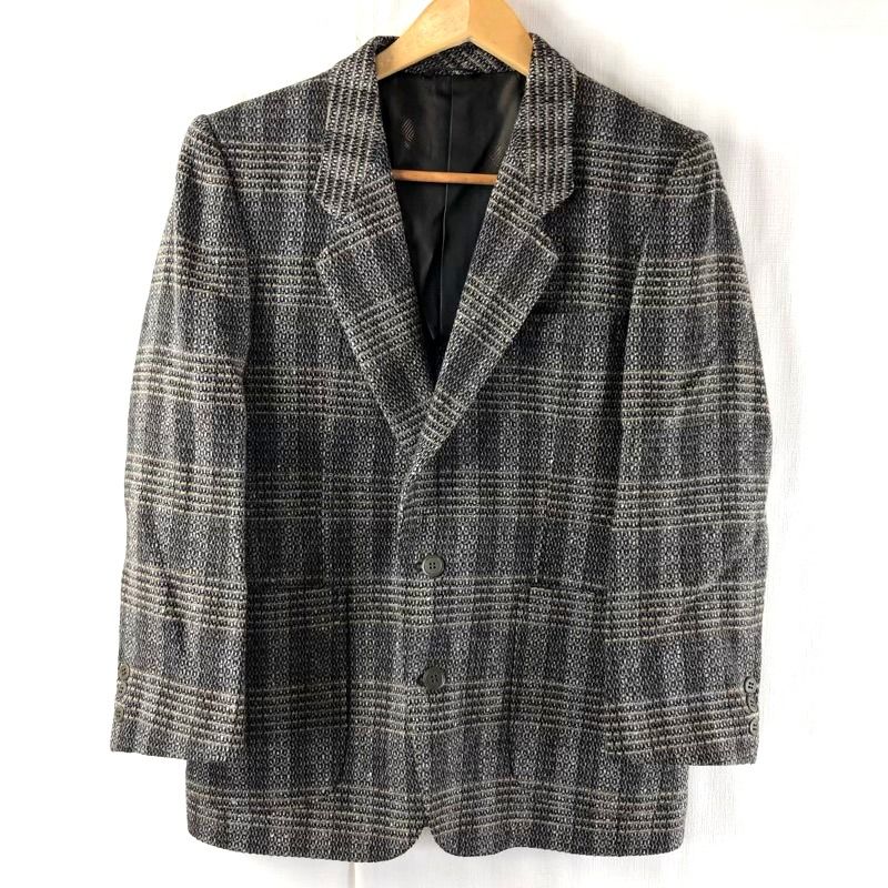 ランバン LANVIN ジャケット チェック ツイード生地 ウール100％ 裏地付き ブラウン系 Mサイズ 946531