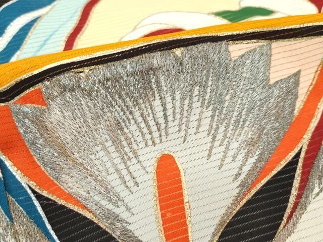 平和屋本店□希少 夏物 アンティーク 大正ロマン 振袖 絽袷 絽×絽 扇面