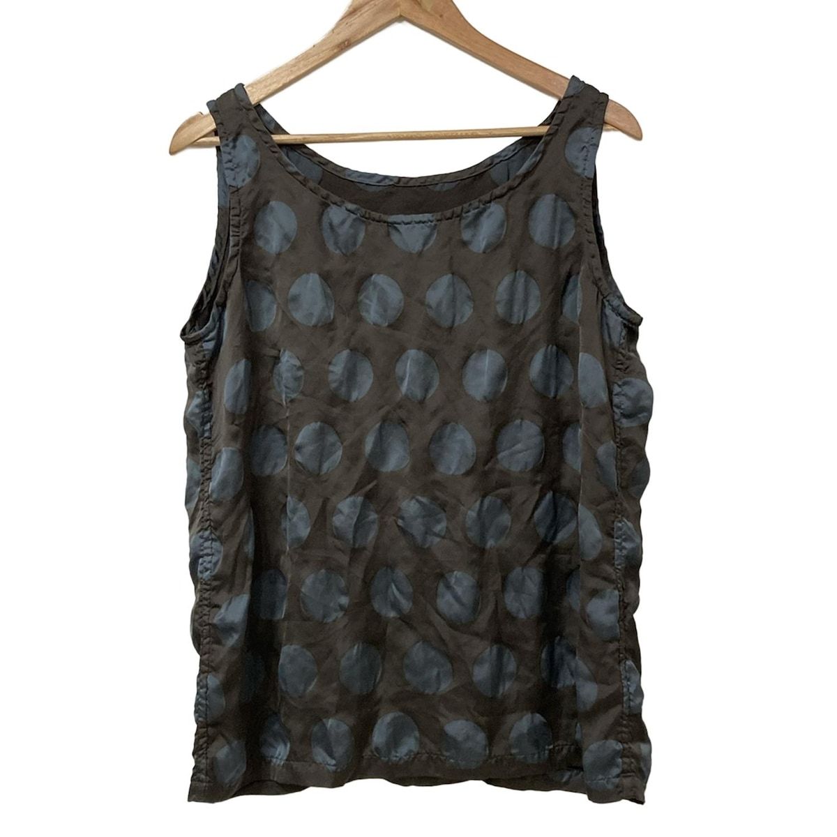 ミー|イッセイミヤケ ノースリーブカットソー サイズ- F レディース - ダークブラウン×ライトブルー クルーネック|ドット柄