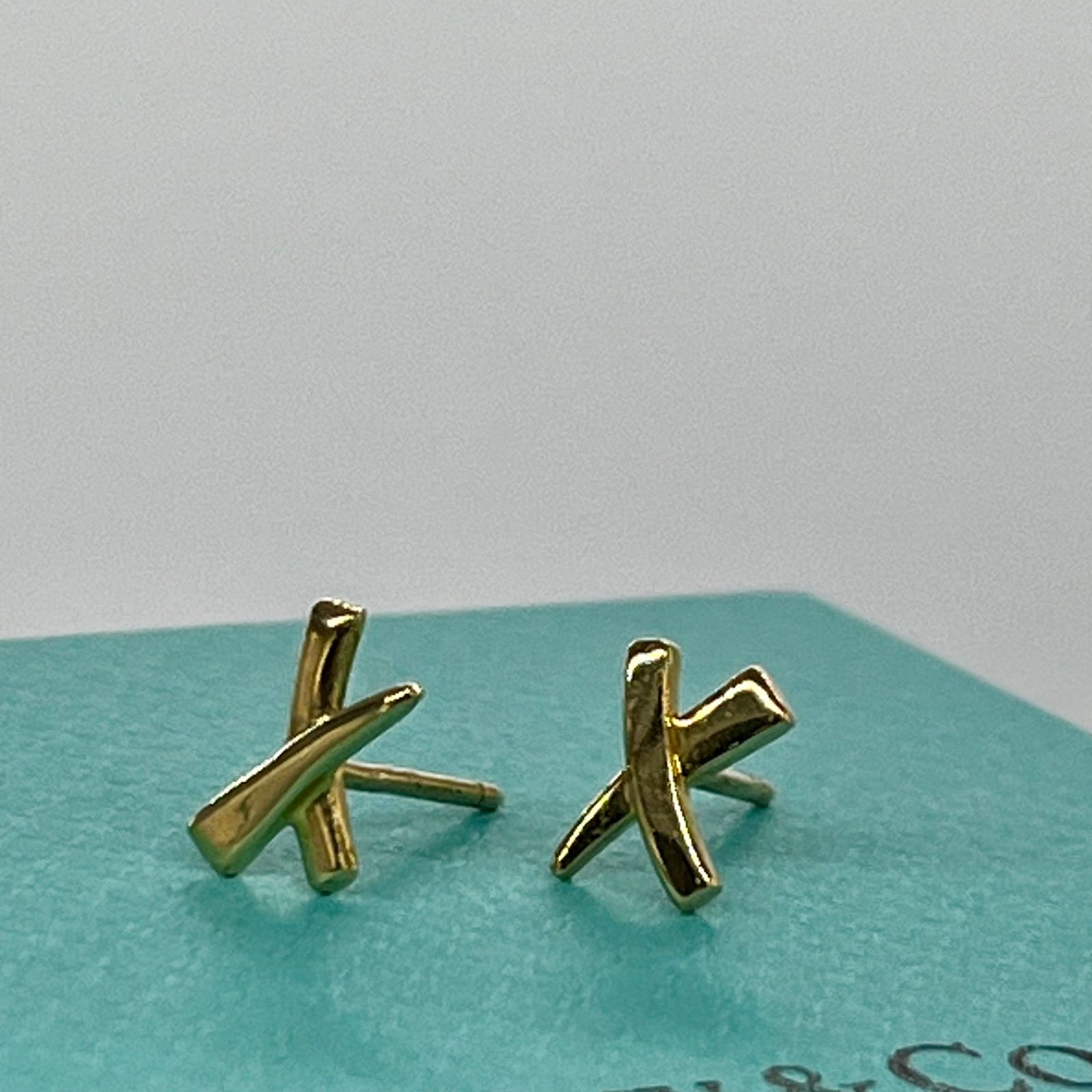 Tiffany&Co. 750 パロマピカソ ティファニー ピアス 750YG キス X ...