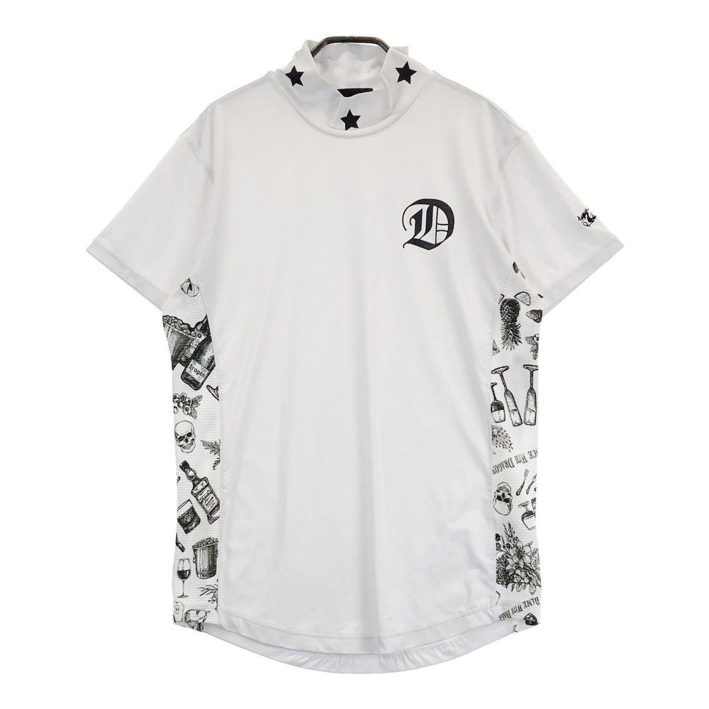 サイズ：2 DANCE WITH DRAGON ダンスウィズドラゴン  ハイネック半袖Tシャツ  ホワイト系 [240101462009] ゴルフウェア メンズ ストスト サイズ：2 DANCE WITH DRAGON ダンスウィズドラゴン ハイネック