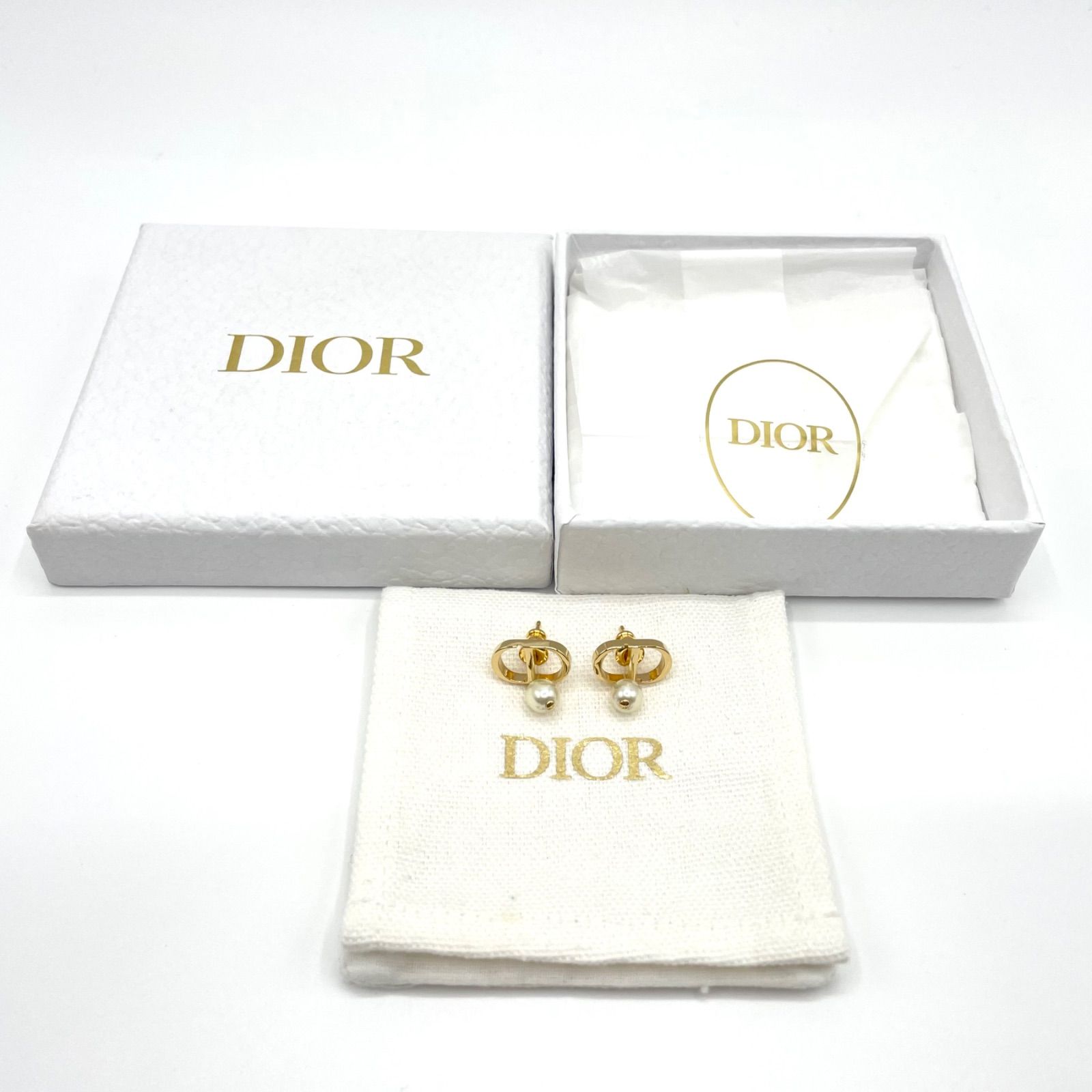 DIOR ディオール PETIT CD パール ピアス 箱 保存袋付き - アクセサリー